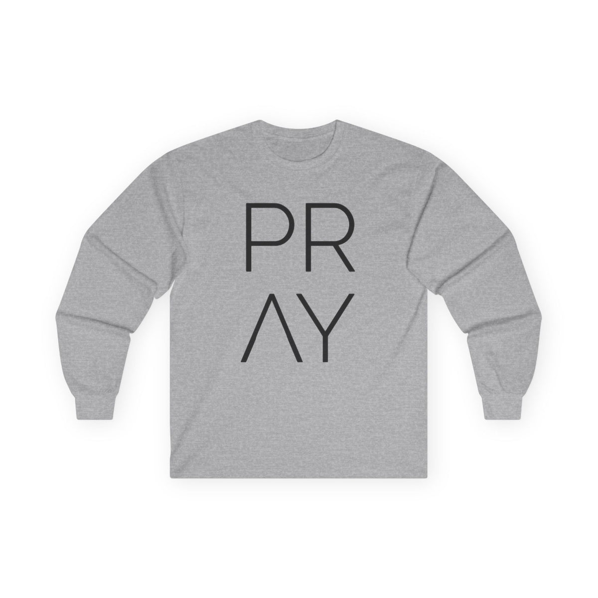 Pray Long Sleeve Tee — Minimal Christian Faith Shirt with Crosses (Back)