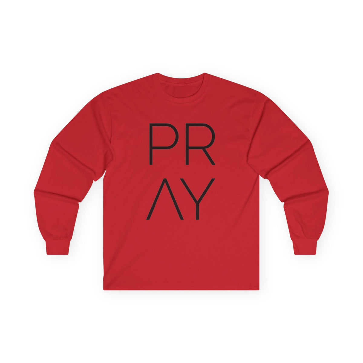 Pray Long Sleeve Tee — Minimal Christian Faith Shirt with Crosses (Back)