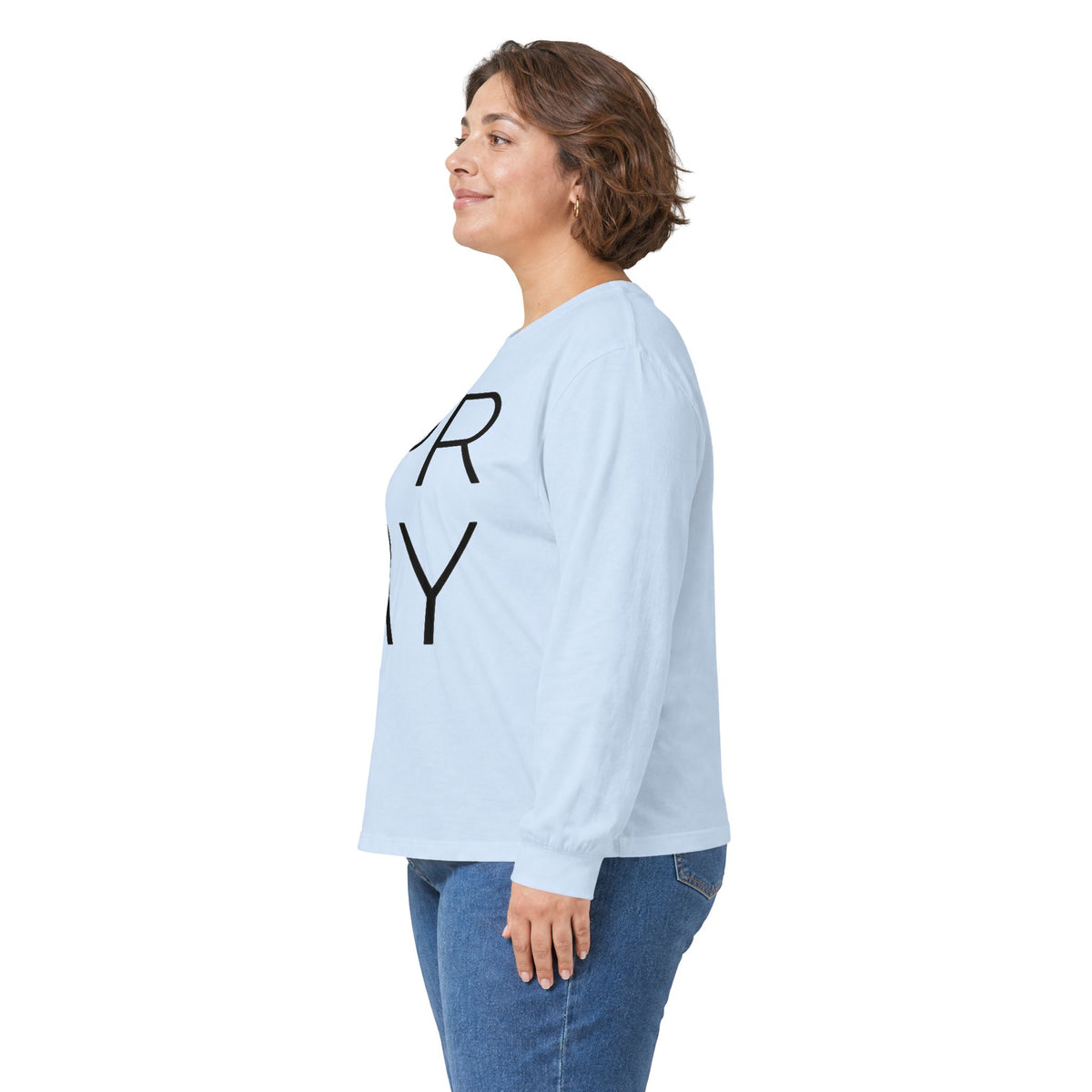 Pray Long Sleeve Tee — Minimal Christian Faith Shirt with Crosses (Back)