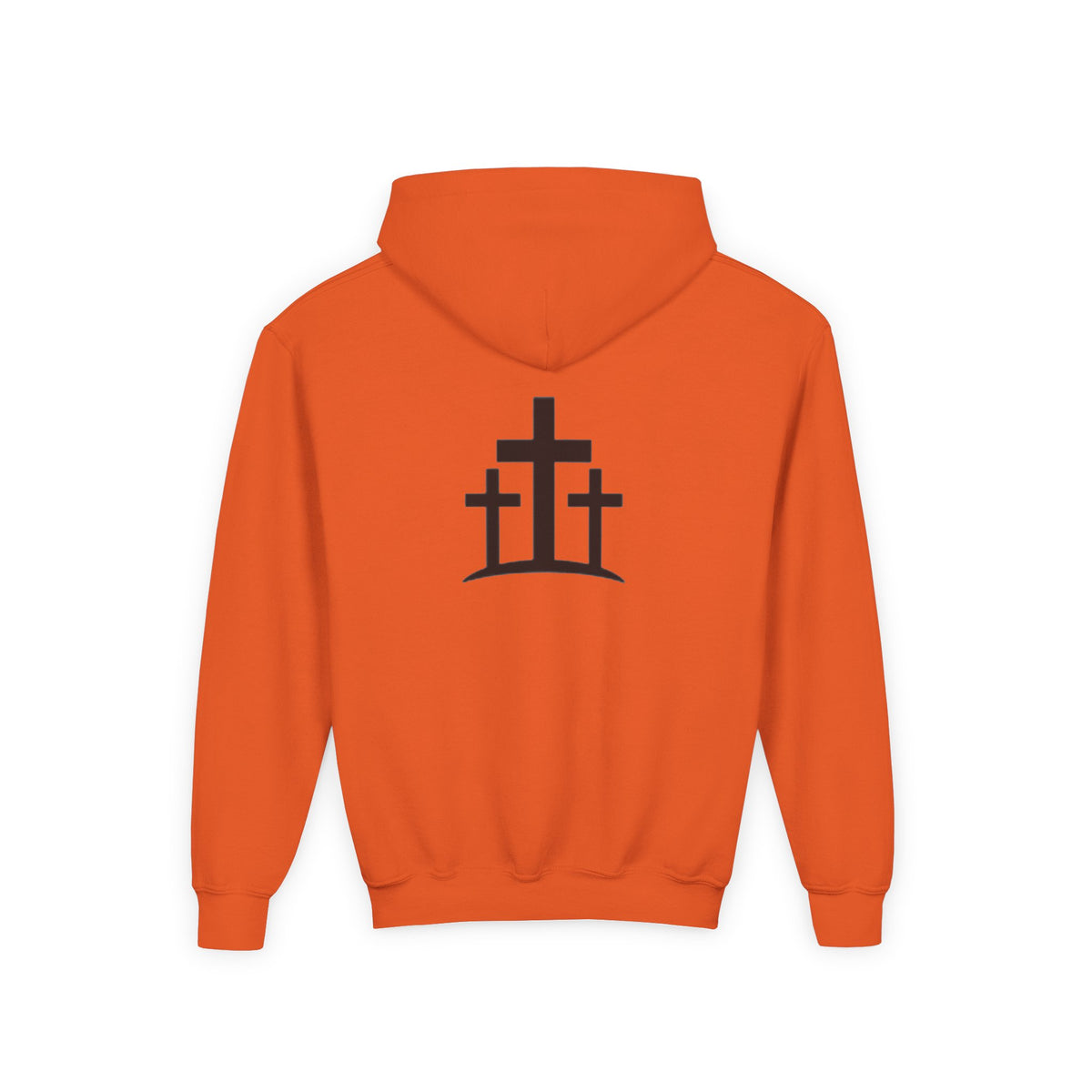 Youth Hoodie — 'PRAY' Minimal Christian Cross Pullover, Kids Faith Sweatshirt
