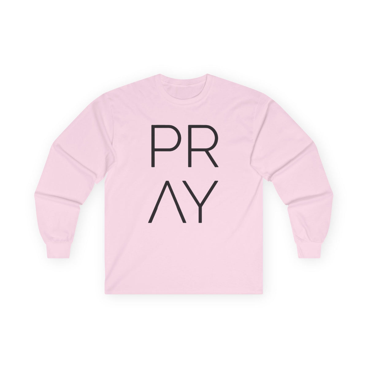 Pray Long Sleeve Tee — Minimal Christian Faith Shirt with Crosses (Back)
