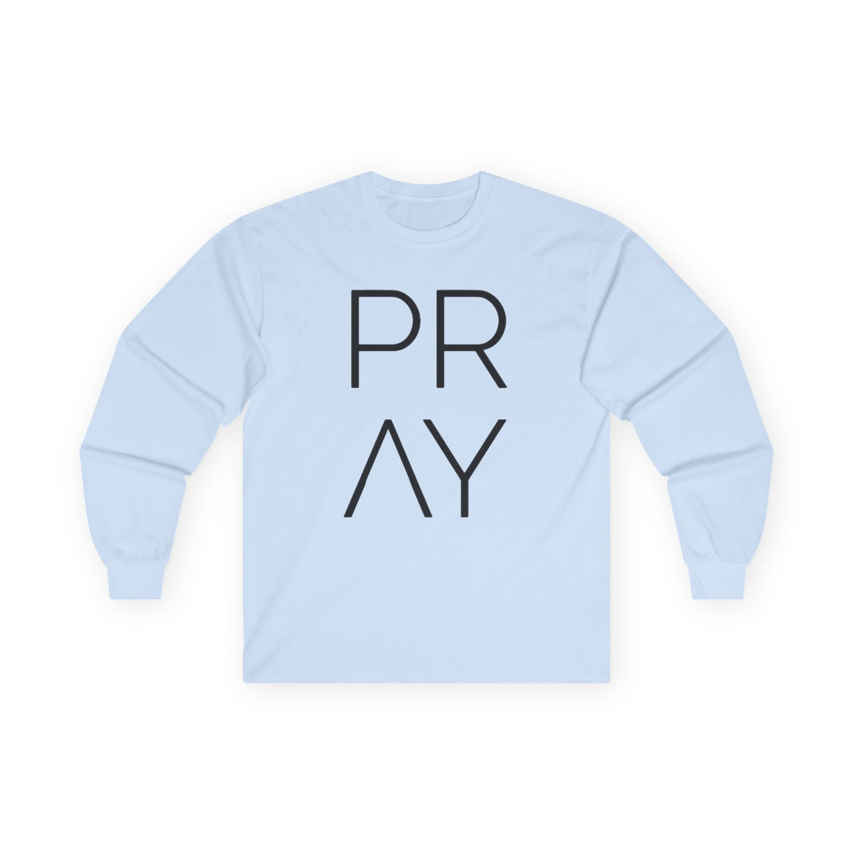 Pray Long Sleeve Tee — Minimal Christian Faith Shirt with Crosses (Back)