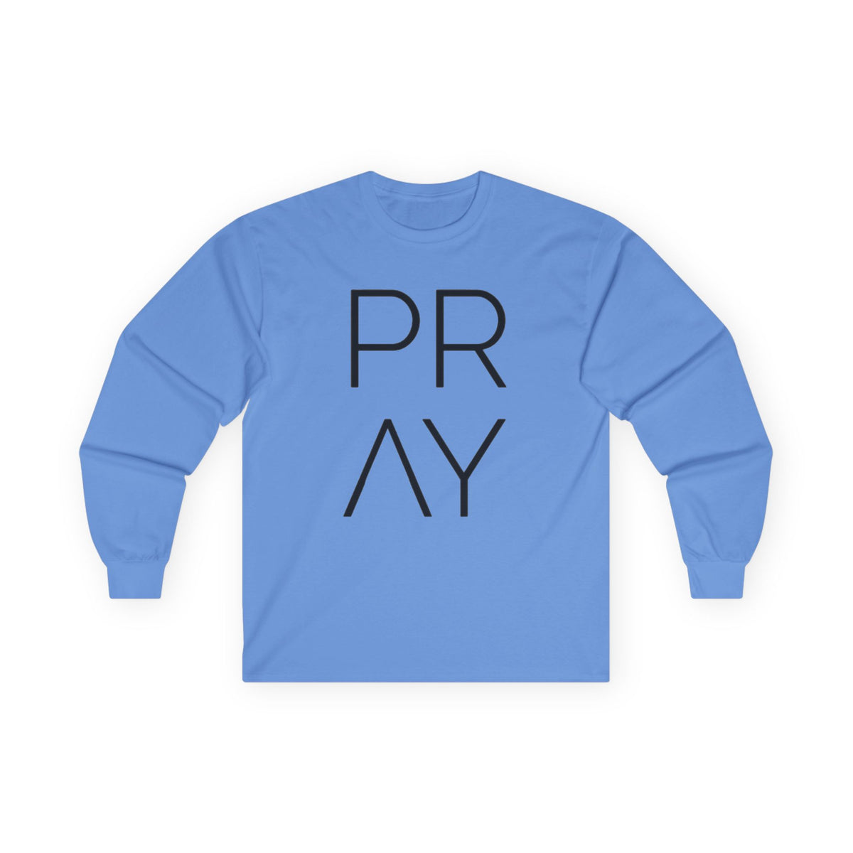 Pray Long Sleeve Tee — Minimal Christian Faith Shirt with Crosses (Back)