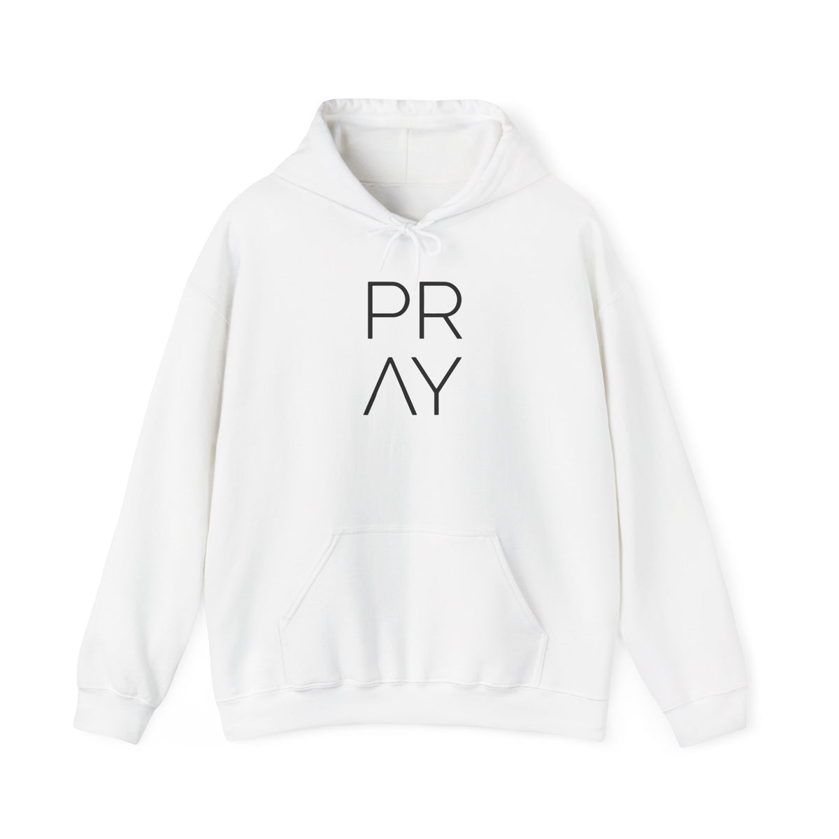 Prayer Minimalist Hoodie — PRAY Vertical Text Spiritual Sweatshirt
