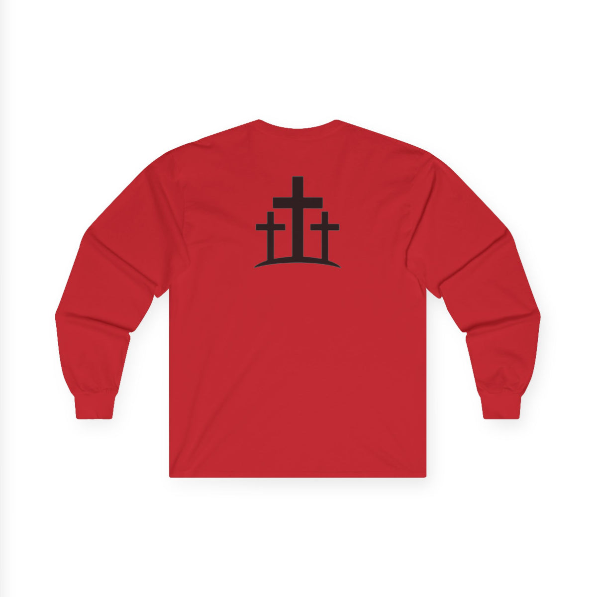 Pray Long Sleeve Tee — Minimal Christian Faith Shirt with Crosses (Back)