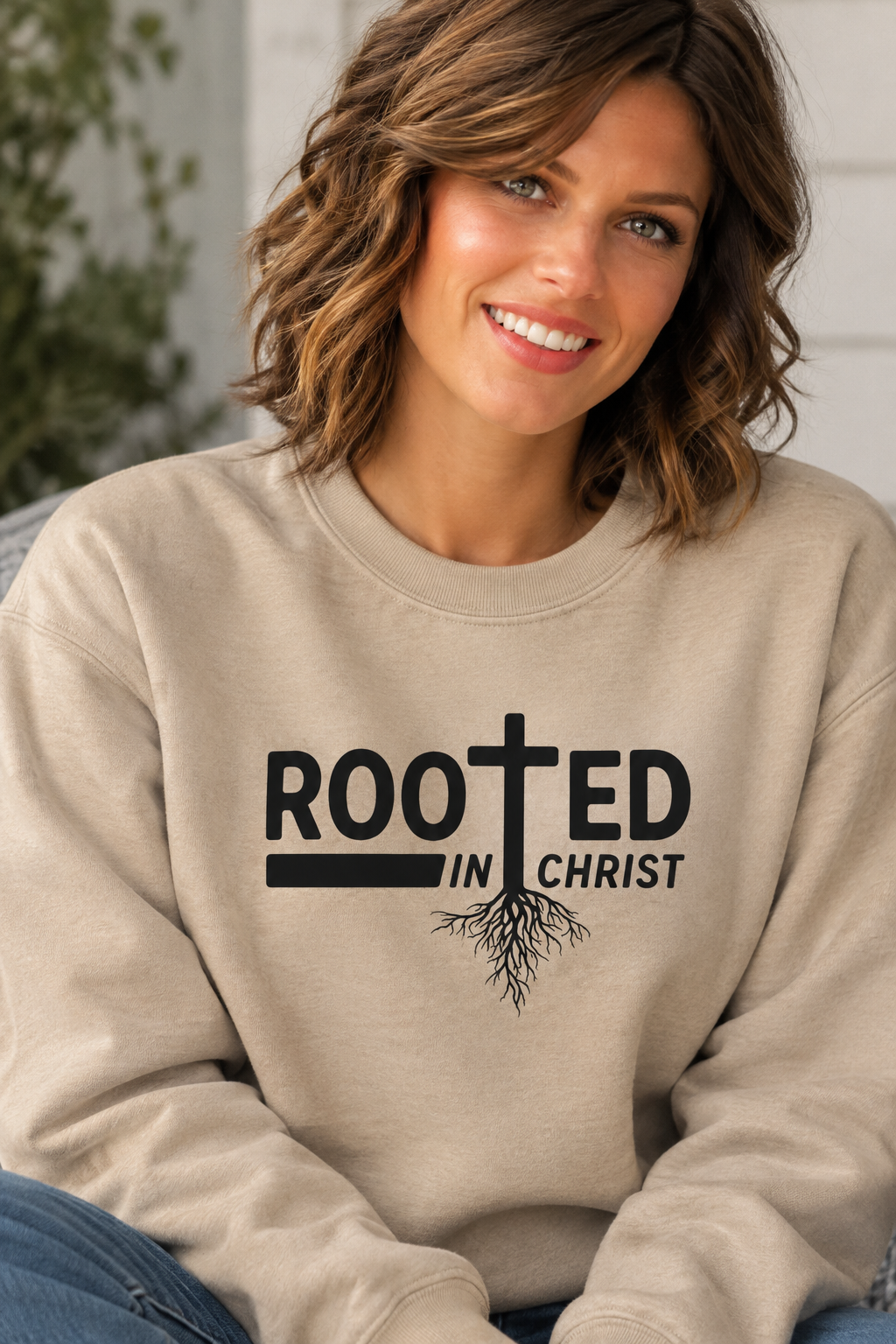 Rooted in Christ Sweatshirt — Christian Crewneck Faith Pullover