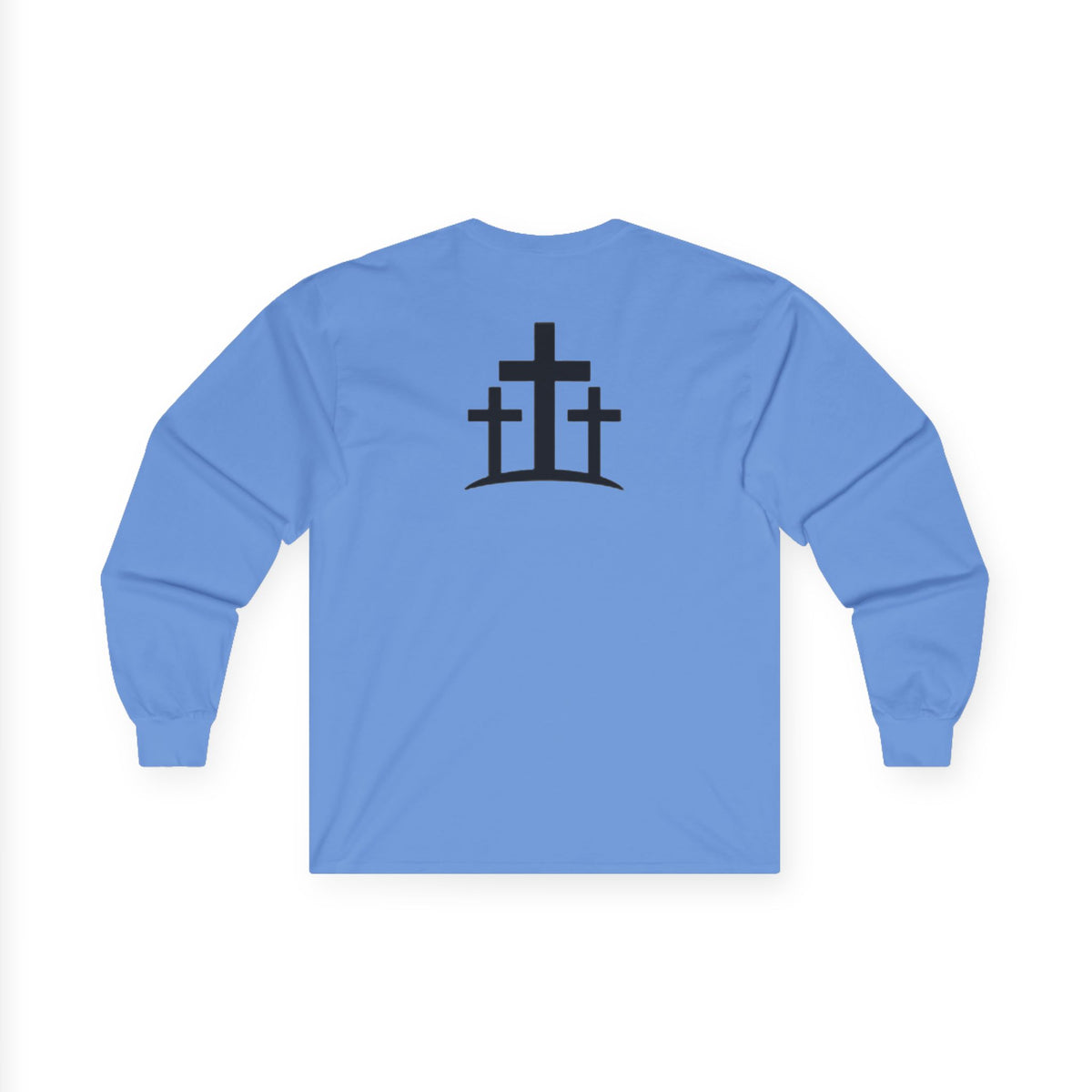 Pray Long Sleeve Tee — Minimal Christian Faith Shirt with Crosses (Back)