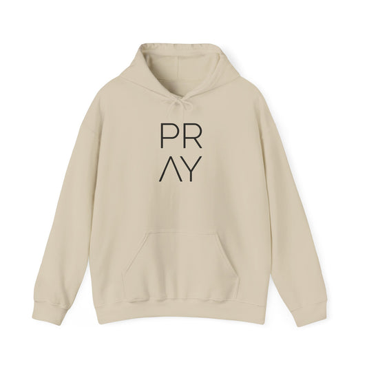Prayer Minimalist Hoodie — PRAY Vertical Text Spiritual Sweatshirt