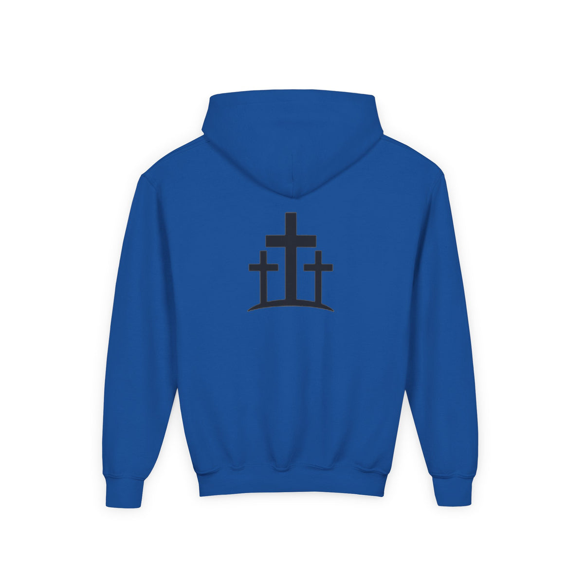 Youth Hoodie — 'PRAY' Minimal Christian Cross Pullover, Kids Faith Sweatshirt