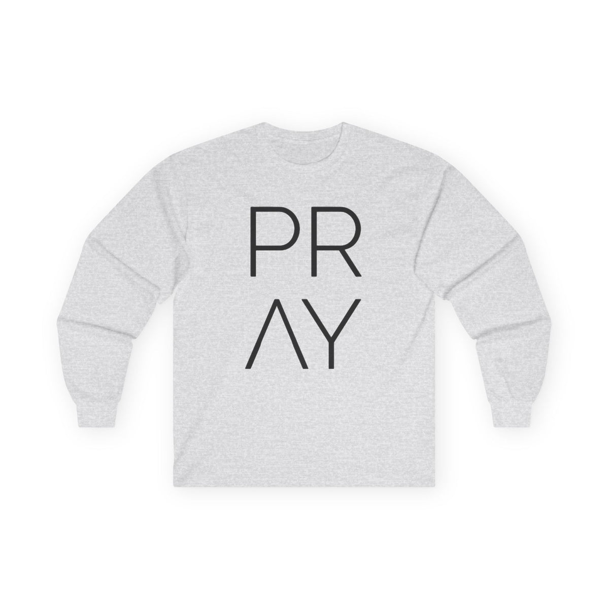 Pray Long Sleeve Tee — Minimal Christian Faith Shirt with Crosses (Back)